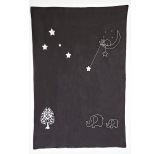 Embroidered Linen Blanket - Slate