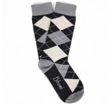 Diamond Checks Socks - Ivory and Grey