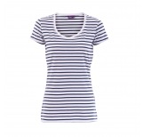 T-Shirt - white/navy striped